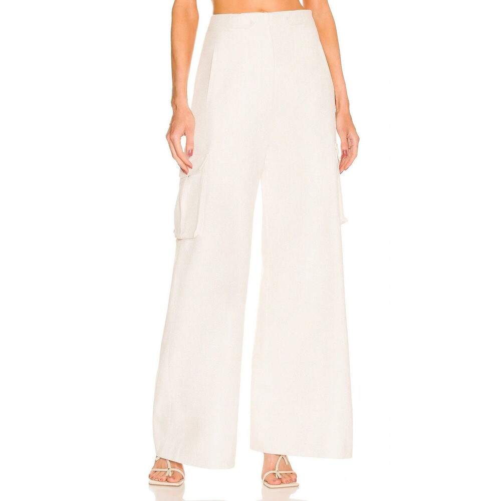 Torn By Ronnie Kobo NWT Bernie Wide Leg Linen Blend Cargo Pants Stone Large